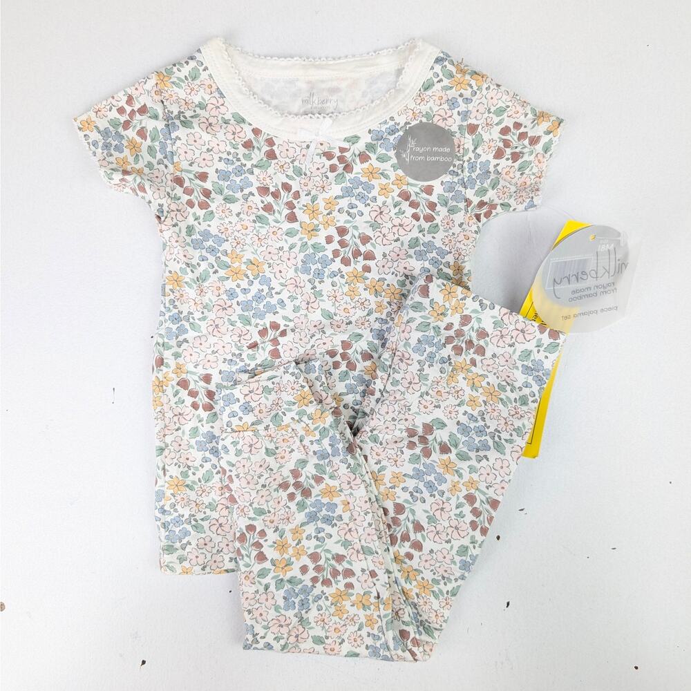 MilkBerry Floral Bamboo S/S Pajama Set - 18 Months